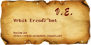 Vrbik Erzsébet névjegykártya